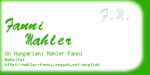 fanni mahler business card